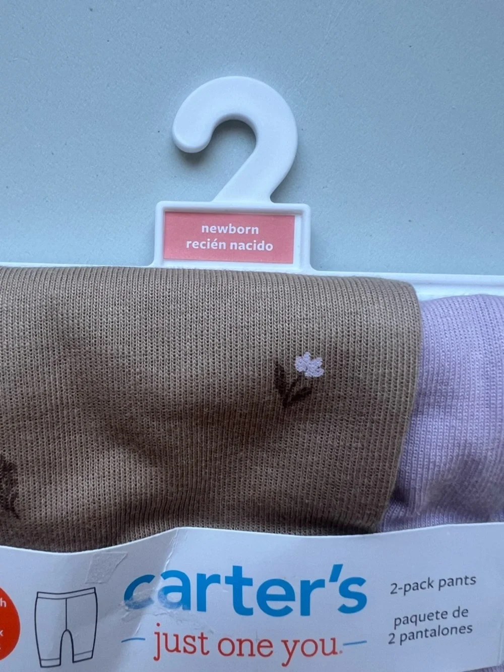 Carter's Girls Neutral & Lavender Pants with Pink and Mauve Bow Headbands